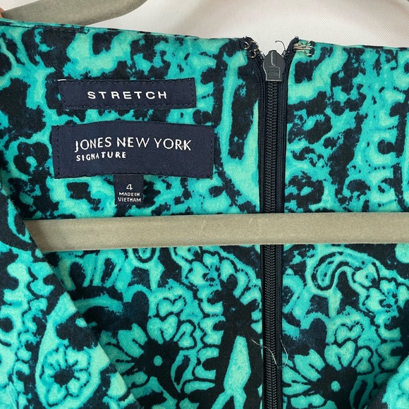 Chic sheath dress in turquoise with a v neck by Jones New York. Mostly cotton! - Picture 4 of 5